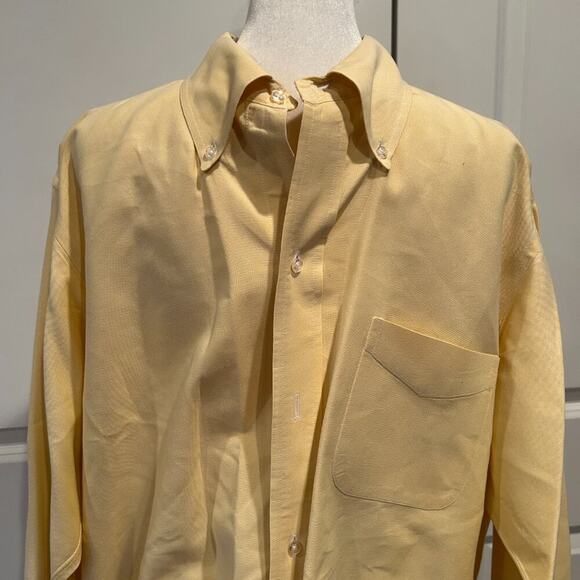 Brooks Brothers Yellow Long Sleeve Button-Down Shirt - Size 17-34 - Picture 1 of 3